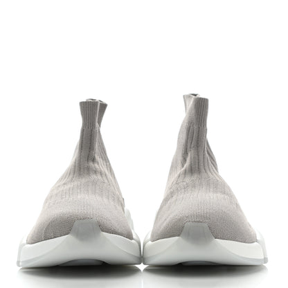 Balenciaga Ribbed Knit Womens Speed 2.0 Transparent Sole Sneakers 41 Baltic Grey White 2 of 8