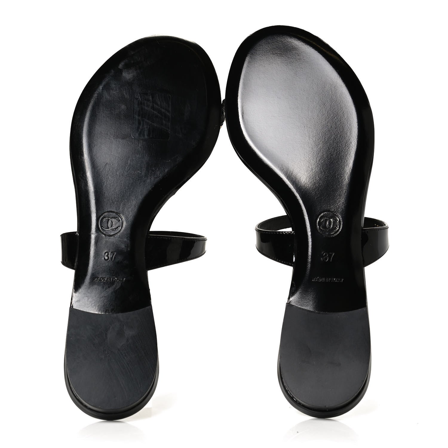 Chanel Patent CC Toe Ring Sandals 37 Black 7 of 12