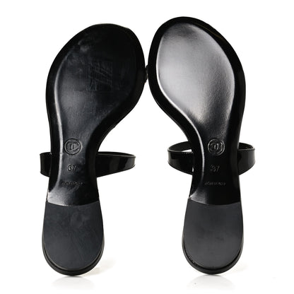 Chanel Patent CC Toe Ring Sandals 37 Black 7 of 12