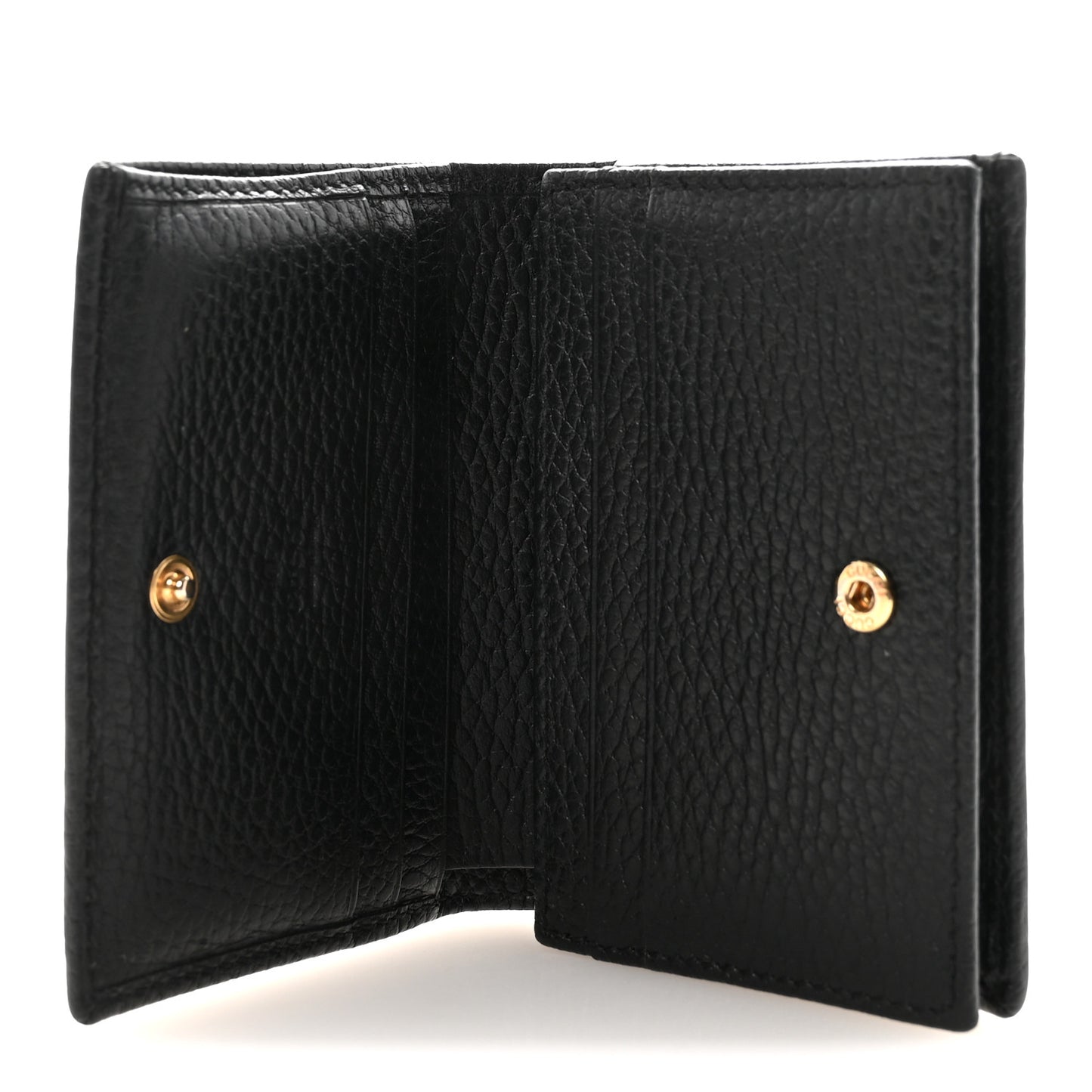 Pebbled Calfskin GG Marmont Card Case Black