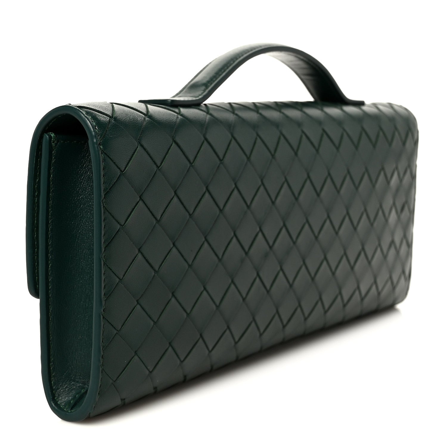 Bottega Veneta Nappa Intrecciato Long Andiamo Top Handle Clutch Emerald Green 3 of 9