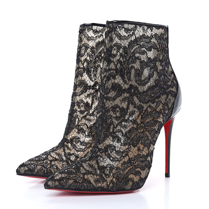 Christian Louboutin Patent Rete Lace Dentelle Psybootie 100 Ankle Boots 36.5 Black 3 of 8