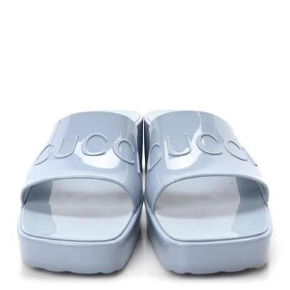 Gucci Rubber Gucci Logo Womens Platform 20/60mm Slide Sandals 40 Porcelain Light Blue 3 of 9