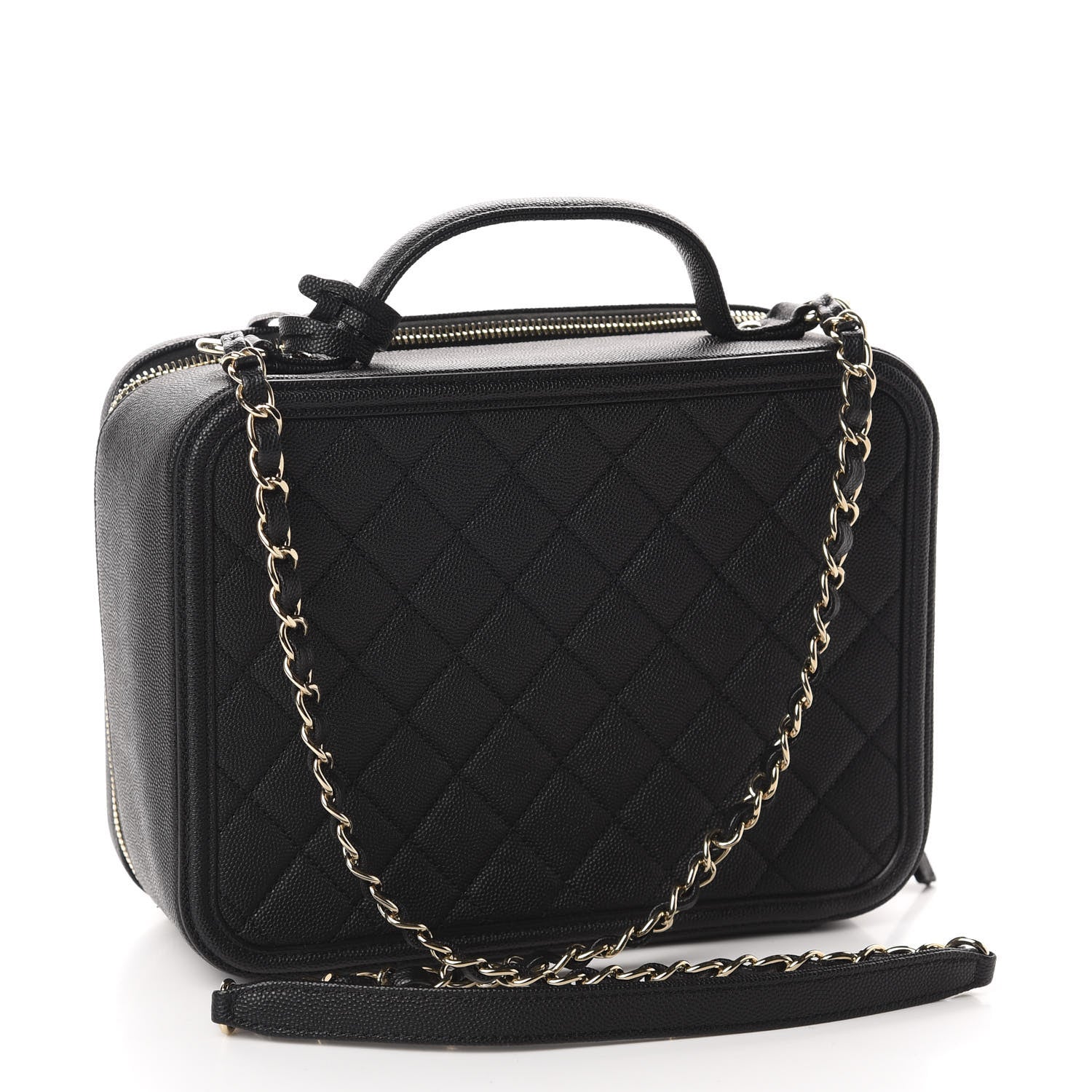 Chanel Caviar Quilted Large CC Filigree Vanity Case Black 3 of 10
