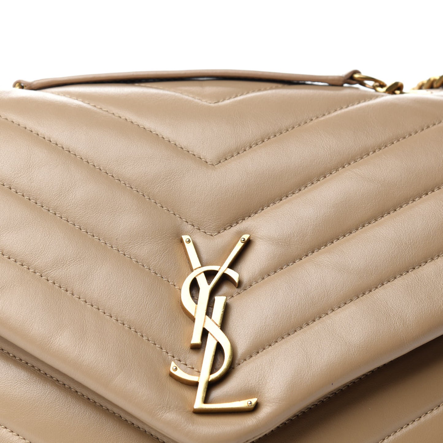Calfskin Y Quilted Monogram Medium Loulou Chain Satchel Nude Powder