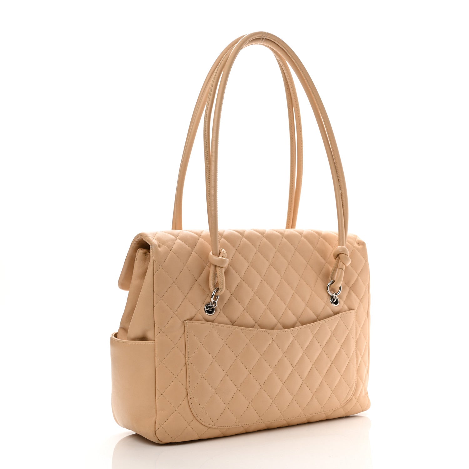 Chanel Calfskin Quilted Large Cambon Flap Beige Black 3 of 13