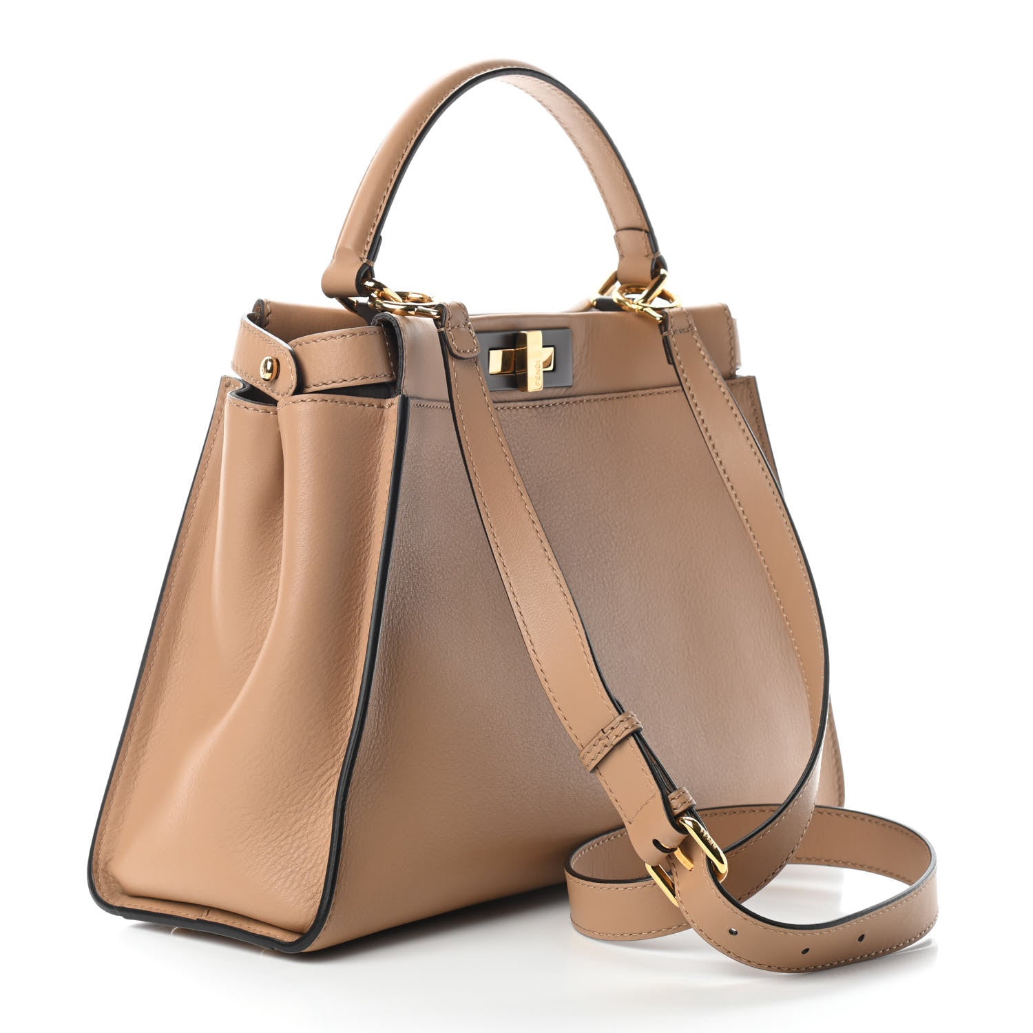 Fendi Vitello Seta Medium Peekaboo Iconic Satchel Cuoio 2 of 9