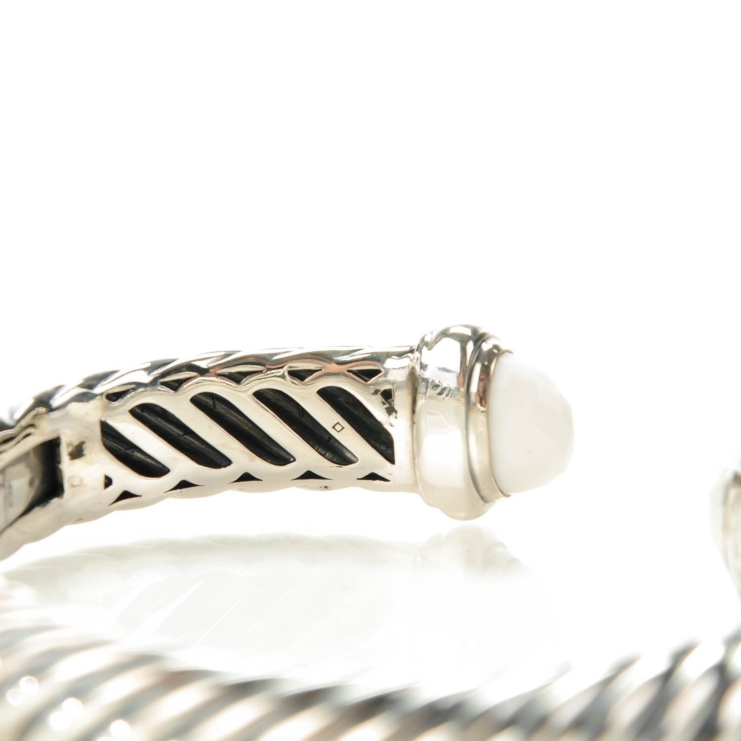 David Yurman Sterling Silver White Agate 10mm Waverly Bracelet 6 of 6