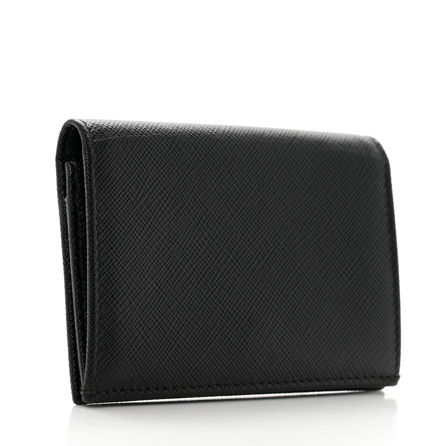 Saffiano Metal Bi-Fold Card Holder Wallet Black