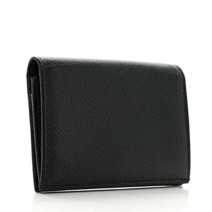 Prada Saffiano Metal Bi-Fold Card Holder Wallet Black 3 of 8