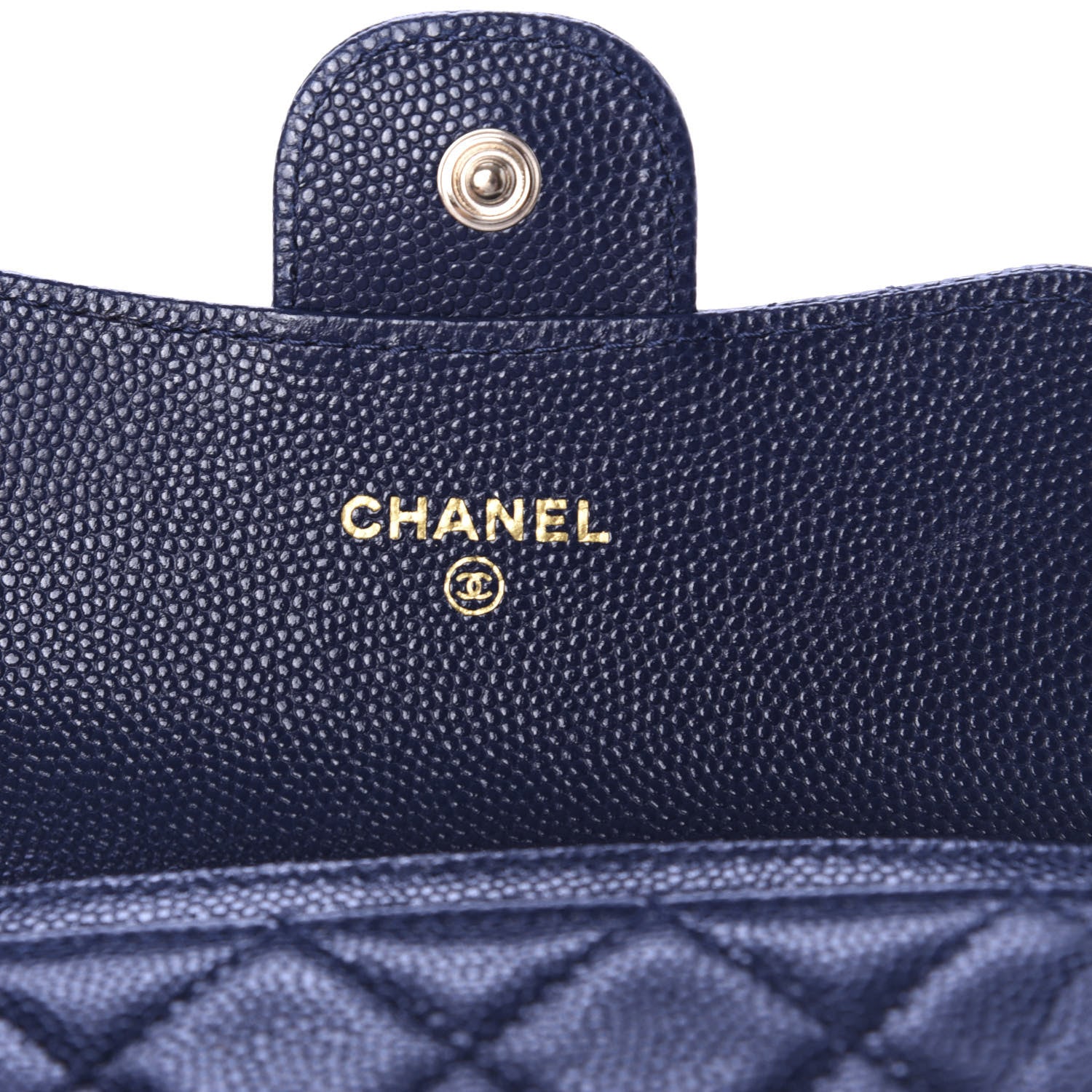 Chanel Caviar Quilted Flap Card Holder Wallet Navy Blue 6 of 9