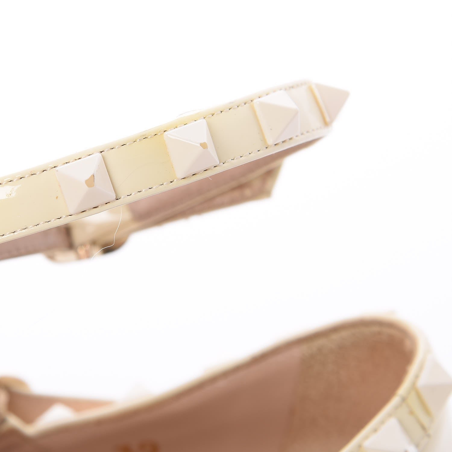 Valentino Garavani Patent Monochrome Rockstud Cage Ballerina Flats 39 Ivory 14 of 15