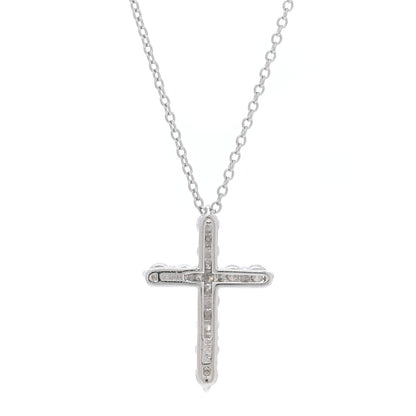 Tiffany Platinum Diamond Small Cross Pendant Necklace 6 of 6
