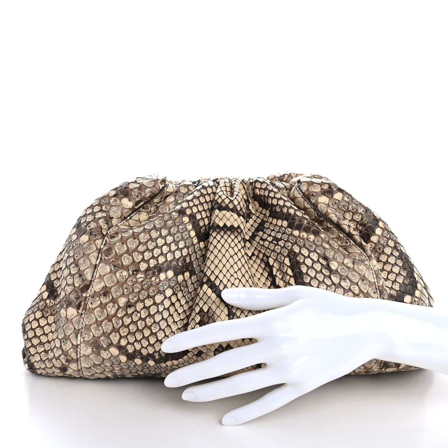 Snakeskin The Pouch Oversized Clutch Naturale