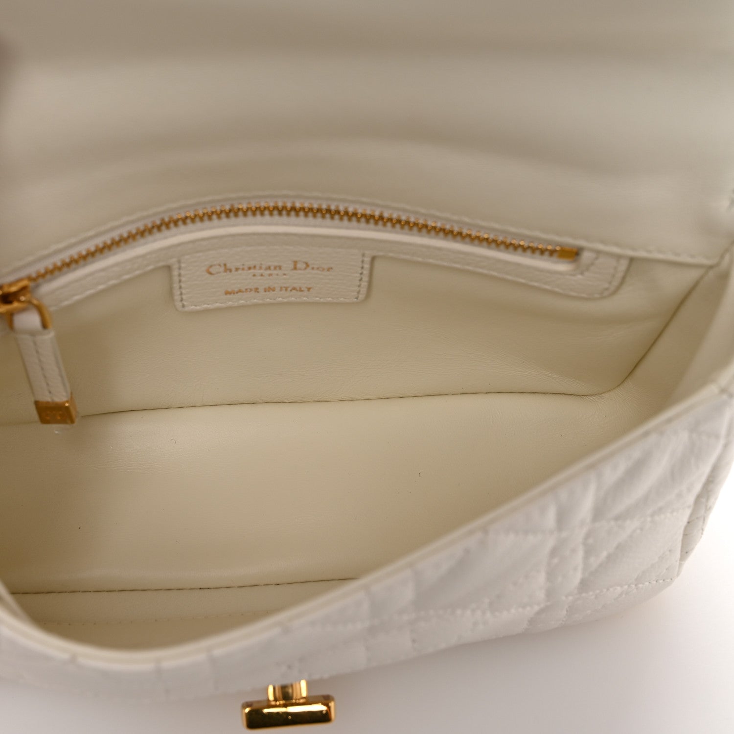 Christian Dior Calfskin Cannage Small Caro Bag Ivory 5 of 12