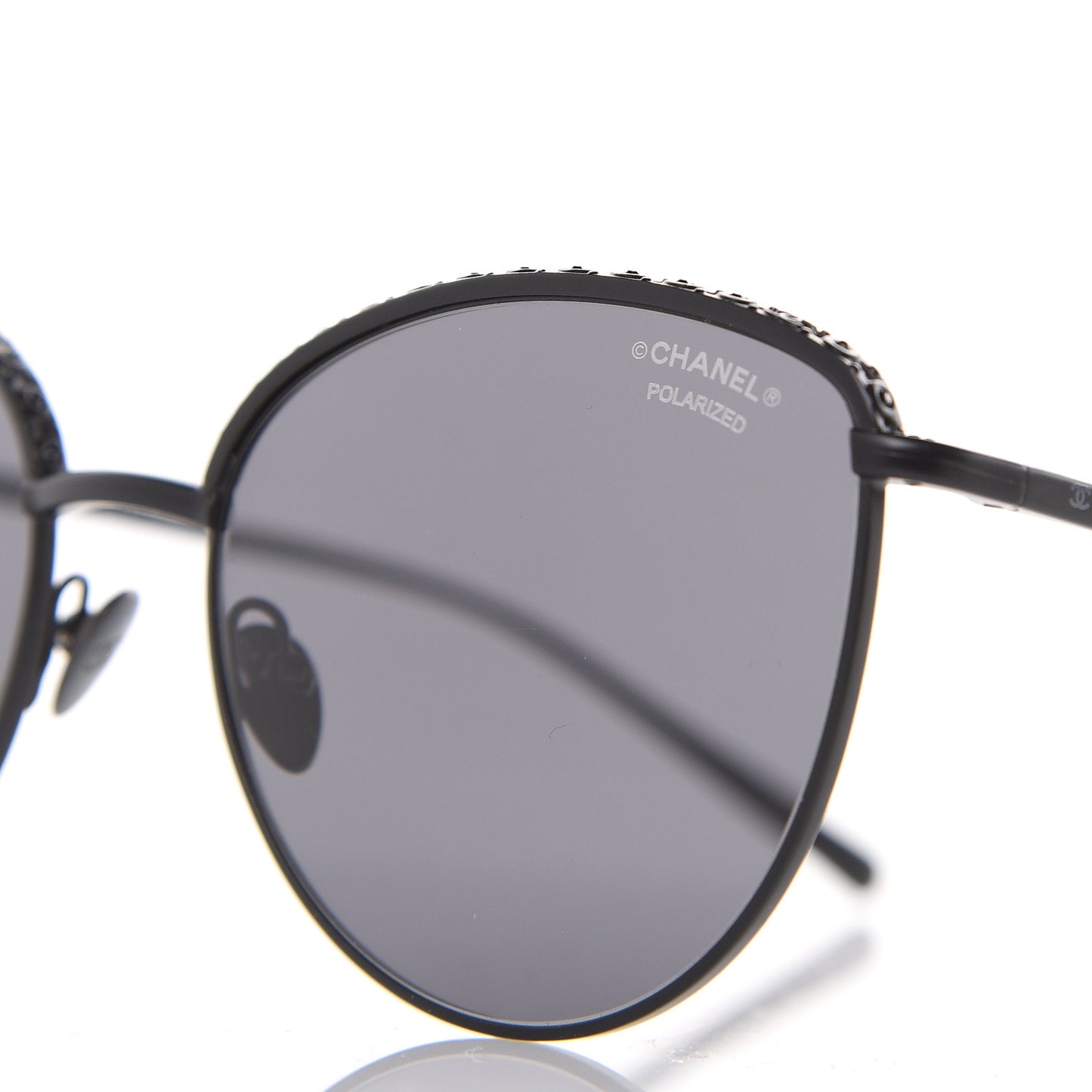 Metal Crystal Polarized Sunglasses 4258-B Black