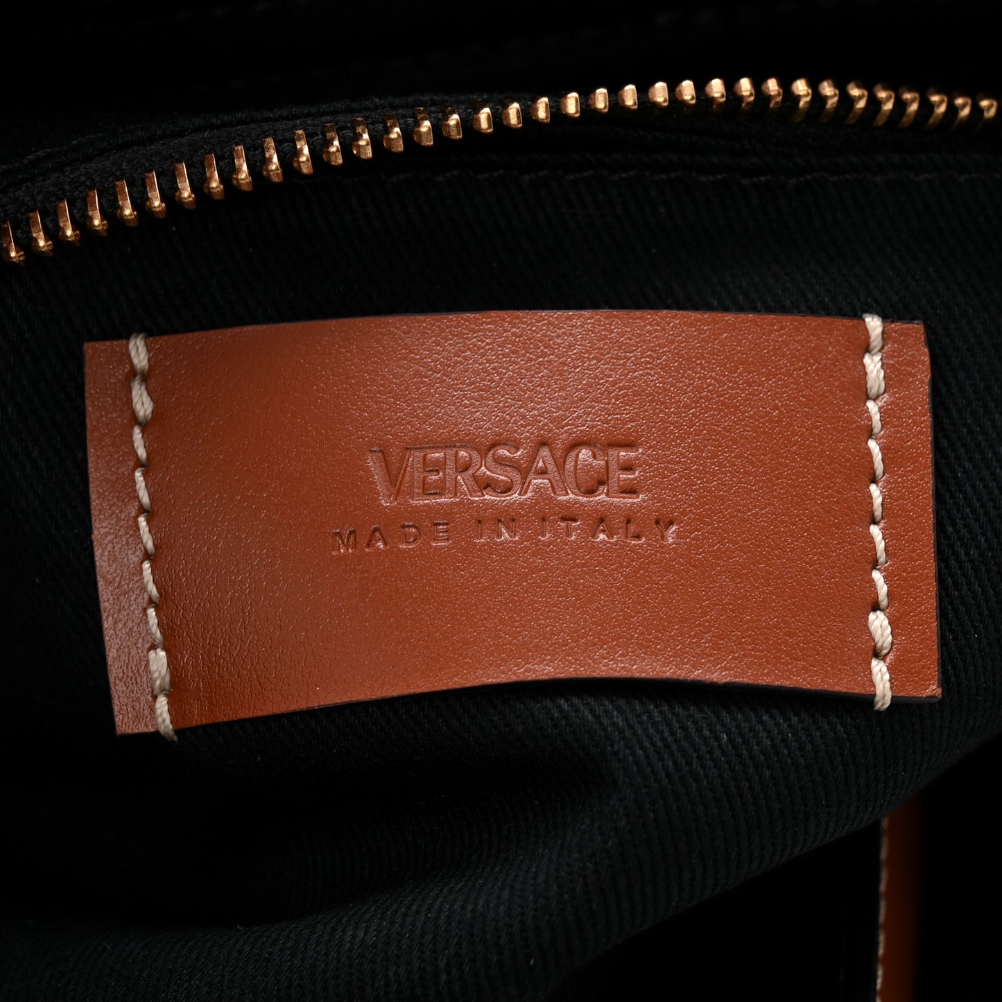 Coated Canvas Calfskin La Greca Signature Shoulder Bag Black Caramel