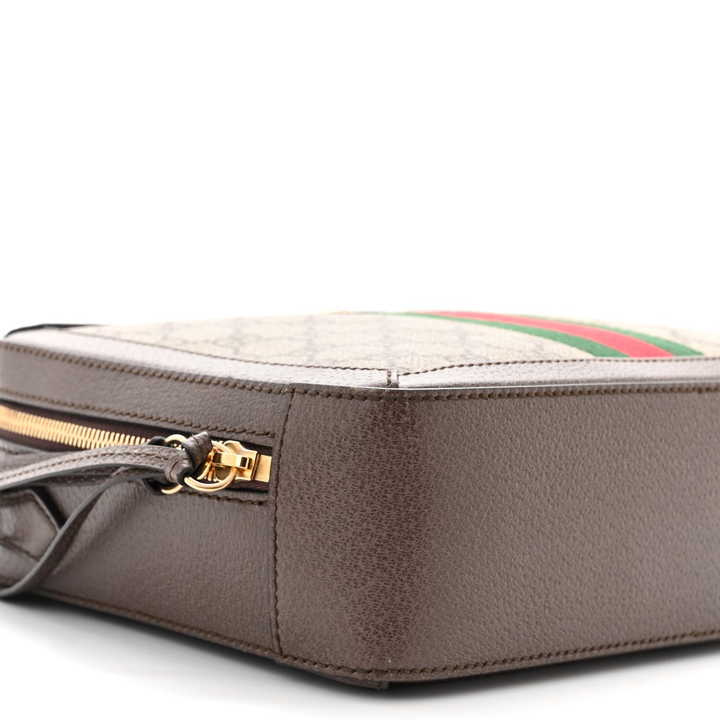 GG Supreme Monogram Web Small Ophidia Top Handle Shoulder Bag Brown