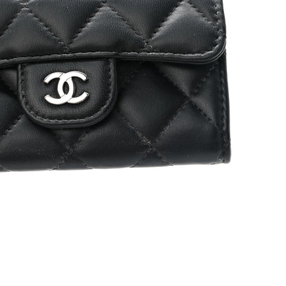 Chanel Lambskin Quilted Flap Card Holder Wallet Black 8 of 10