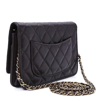 Chanel Caviar Quilted Wallet on Chain WOC Dark Brown 3 of 13