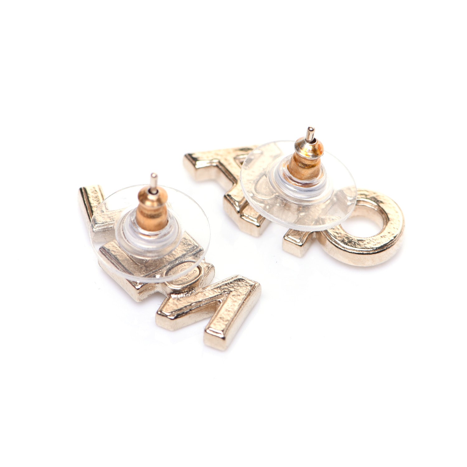 Chanel Crystal Pearl Signature Stud Earrings Gold 3 of 9