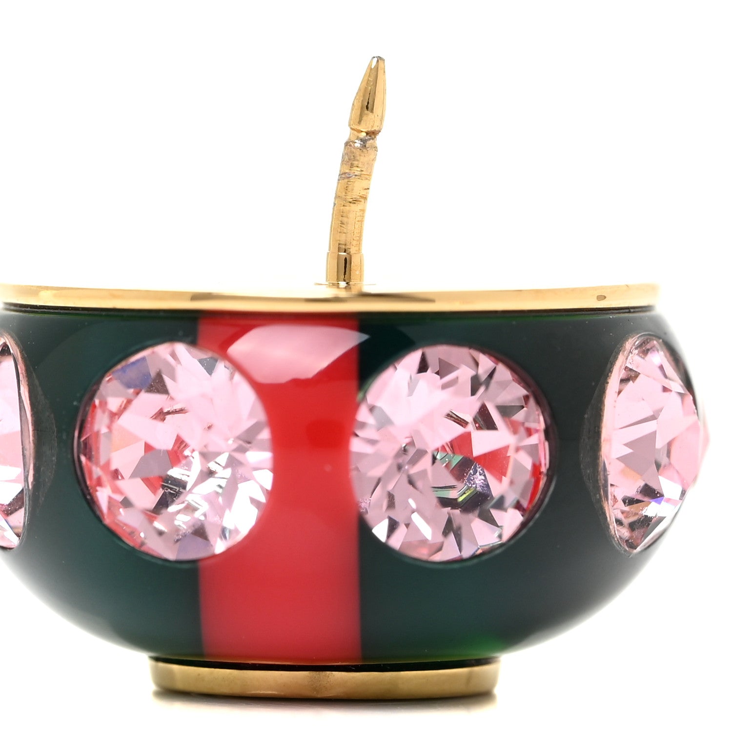 Gucci Resin Strass Vintage Web Stud Pin Red Green 5 of 5
