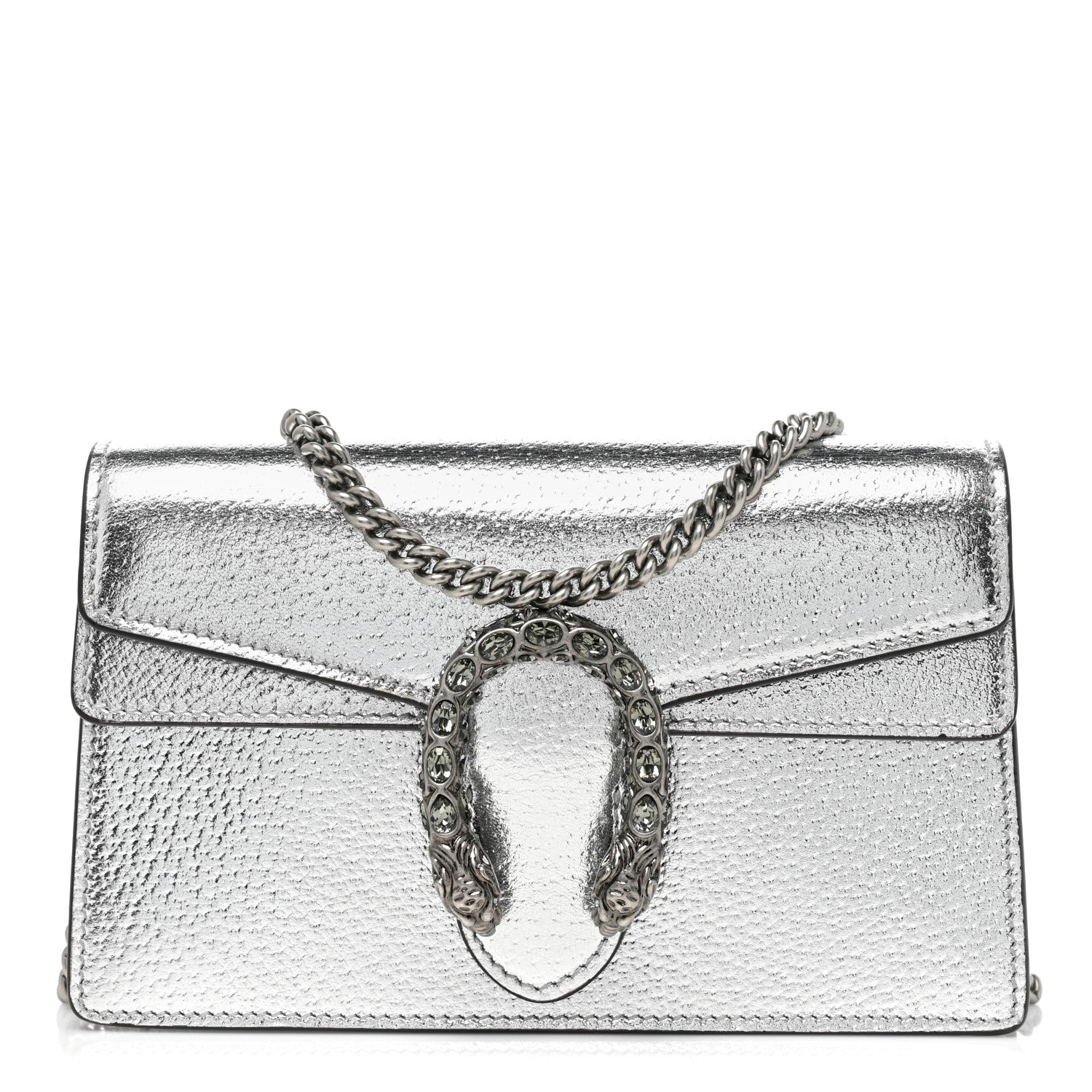 Gucci Metallic Calfskin Super Mini Dionysus Shoulder Bag Silver 1 of 8