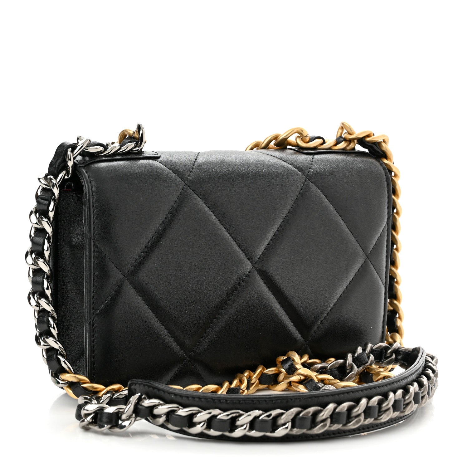 Chanel Lambskin Quilted Chanel 19 Wallet On Chain WOC Black 3 of 12