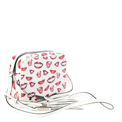 Saint Laurent Grain De Poudre Lips Print Medium Classic Monogram Camera Bag White Red 3 of 9