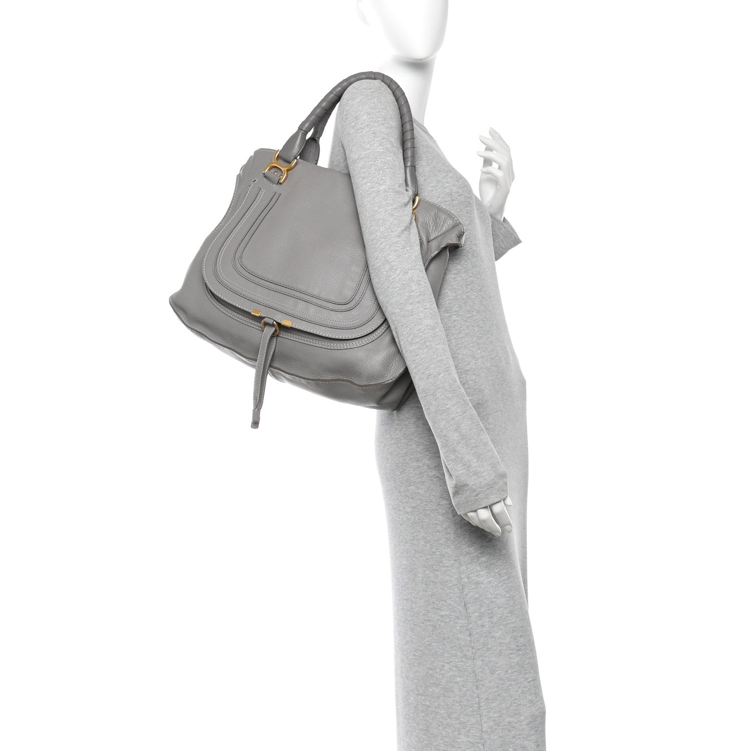 Chloe Calfskin Large Marcie Satchel Cashmere Grey 2 of 12