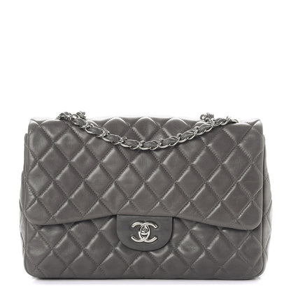 Chanel Lambskin Quilted Jumbo Single Flap Dark Grey 1 of 9