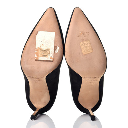 Jimmy Choo Suede Jasmine Crystal Button 100 Pumps 37 Black 5 of 9