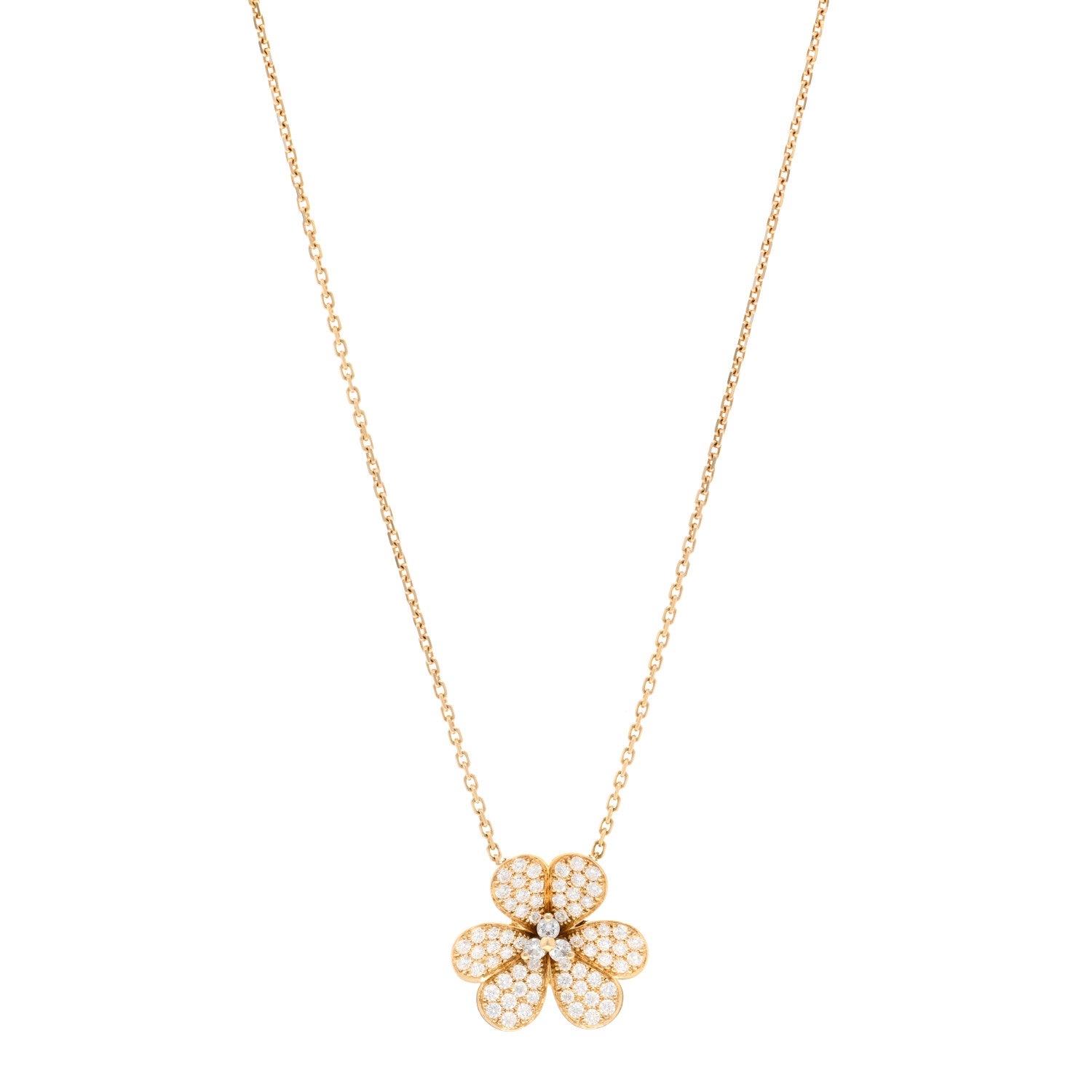 Van Cleef & Arpels 18K Yellow Gold Diamond Large Frivole Pendant Pave Necklace 1 of 5