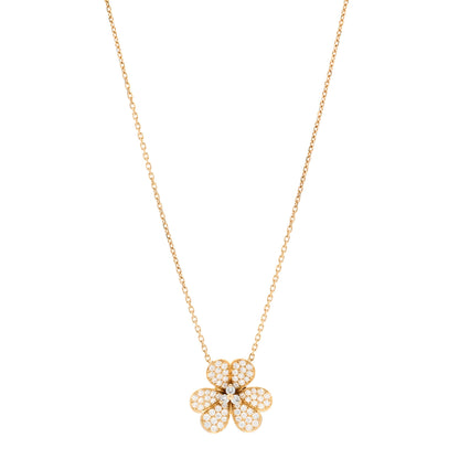 Van Cleef & Arpels 18K Yellow Gold Diamond Large Frivole Pendant Pave Necklace 1 of 5
