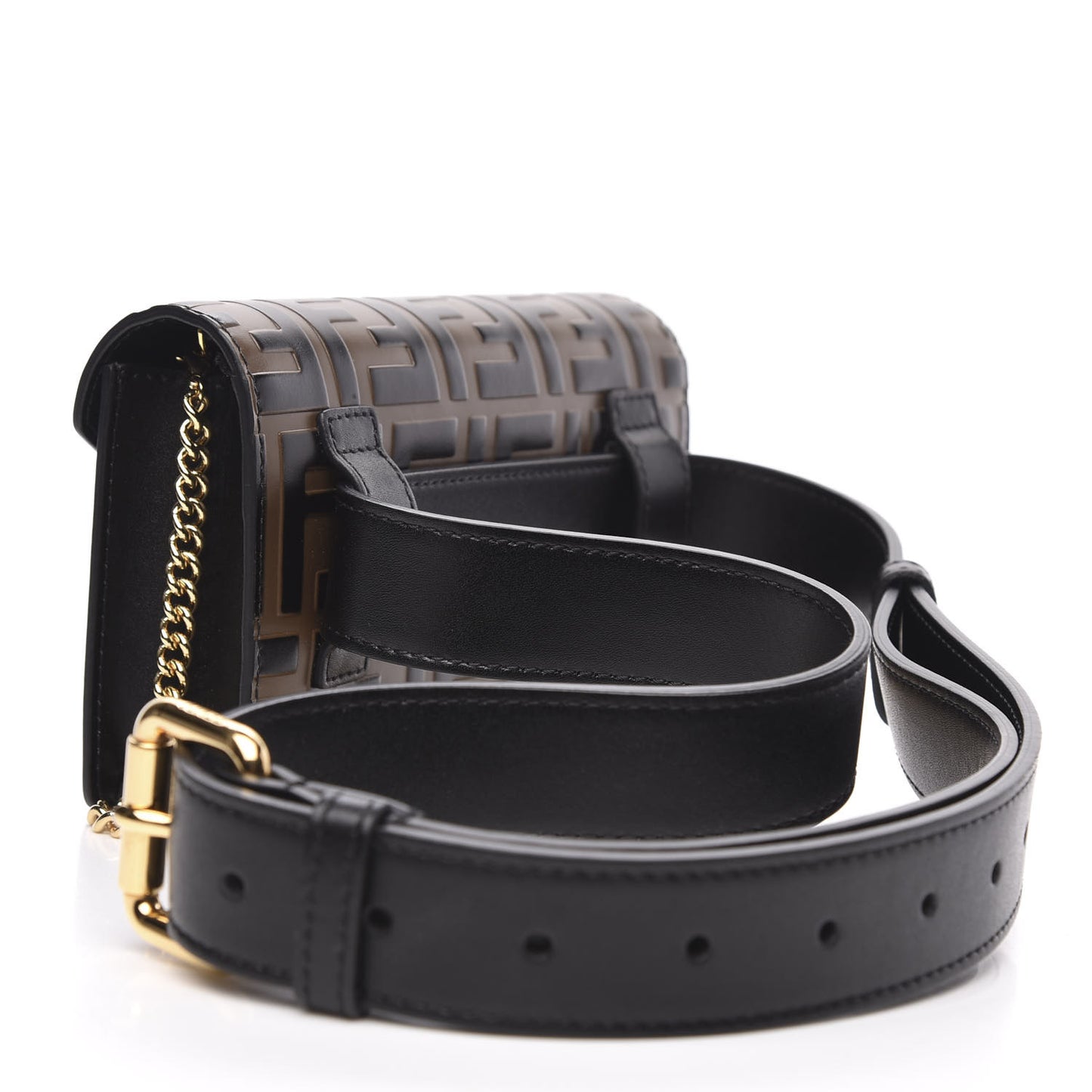 Vitello Liberty F is Fendi Bi-Color FF 1974 Embossed Envelope Belt Bag Maya Black
