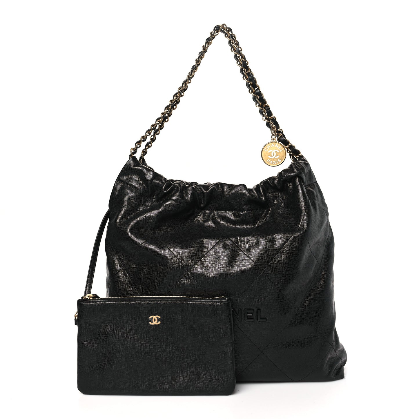 Shiny Caviar Quilted Monochrome 22 Black