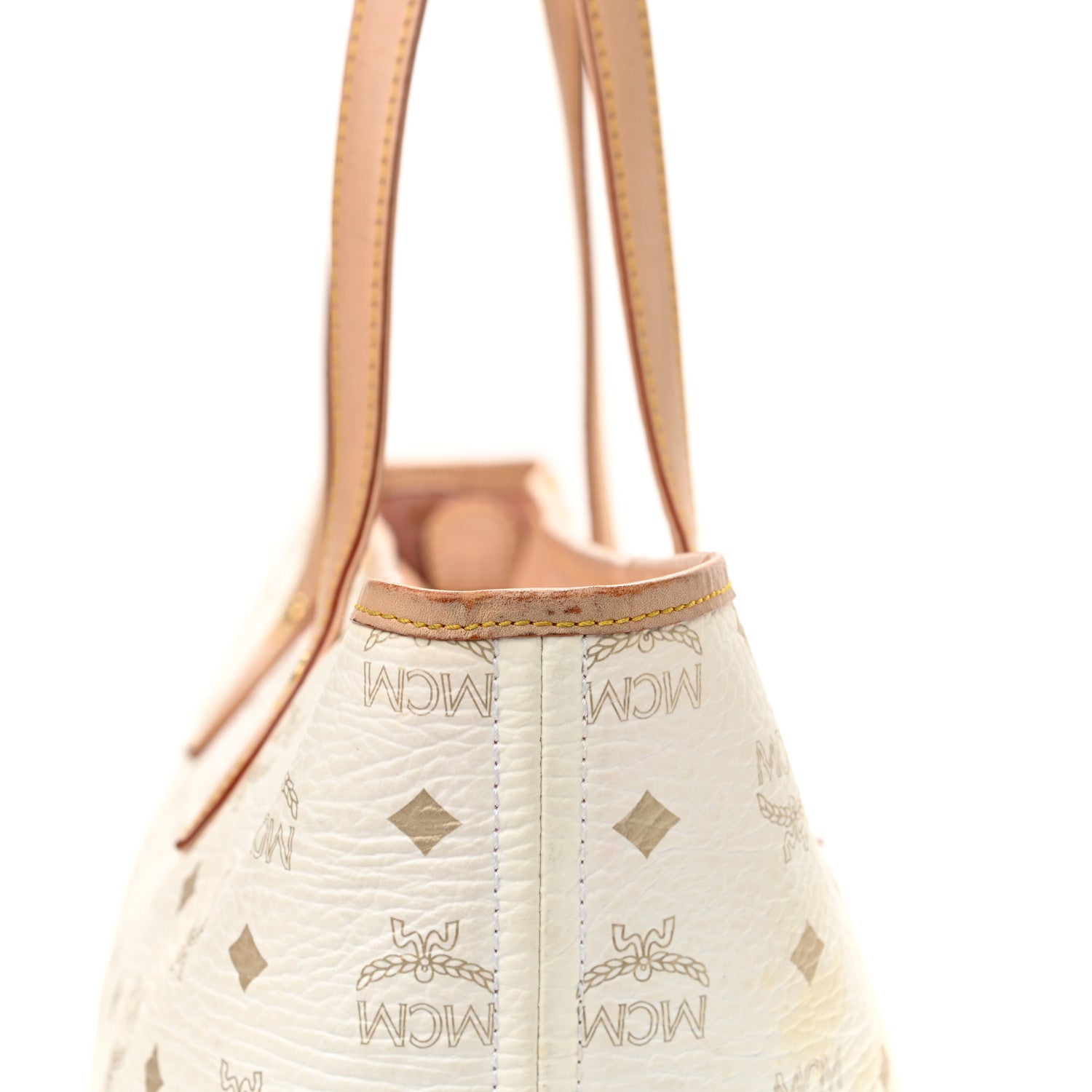MCM Visetos Striped Shopper Tote White 17 of 18