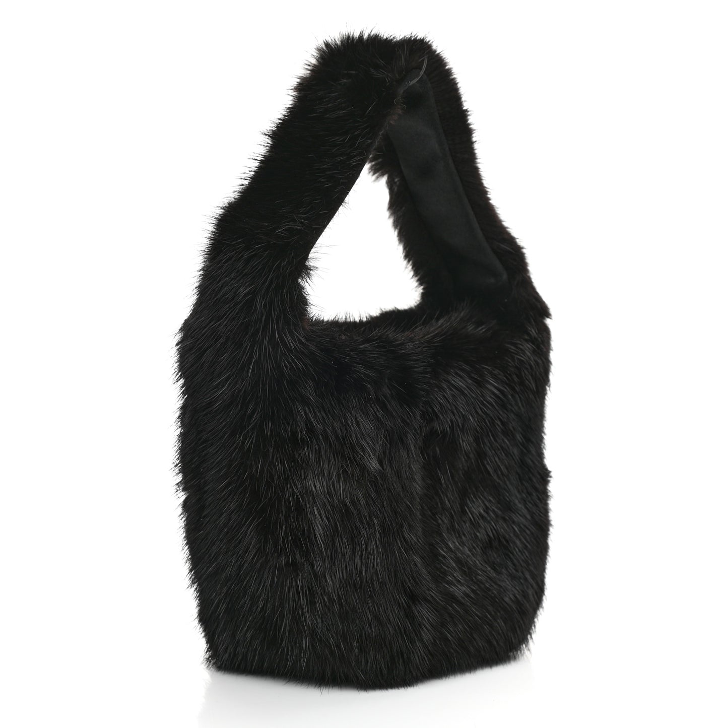 Mink Fur Hobo Black