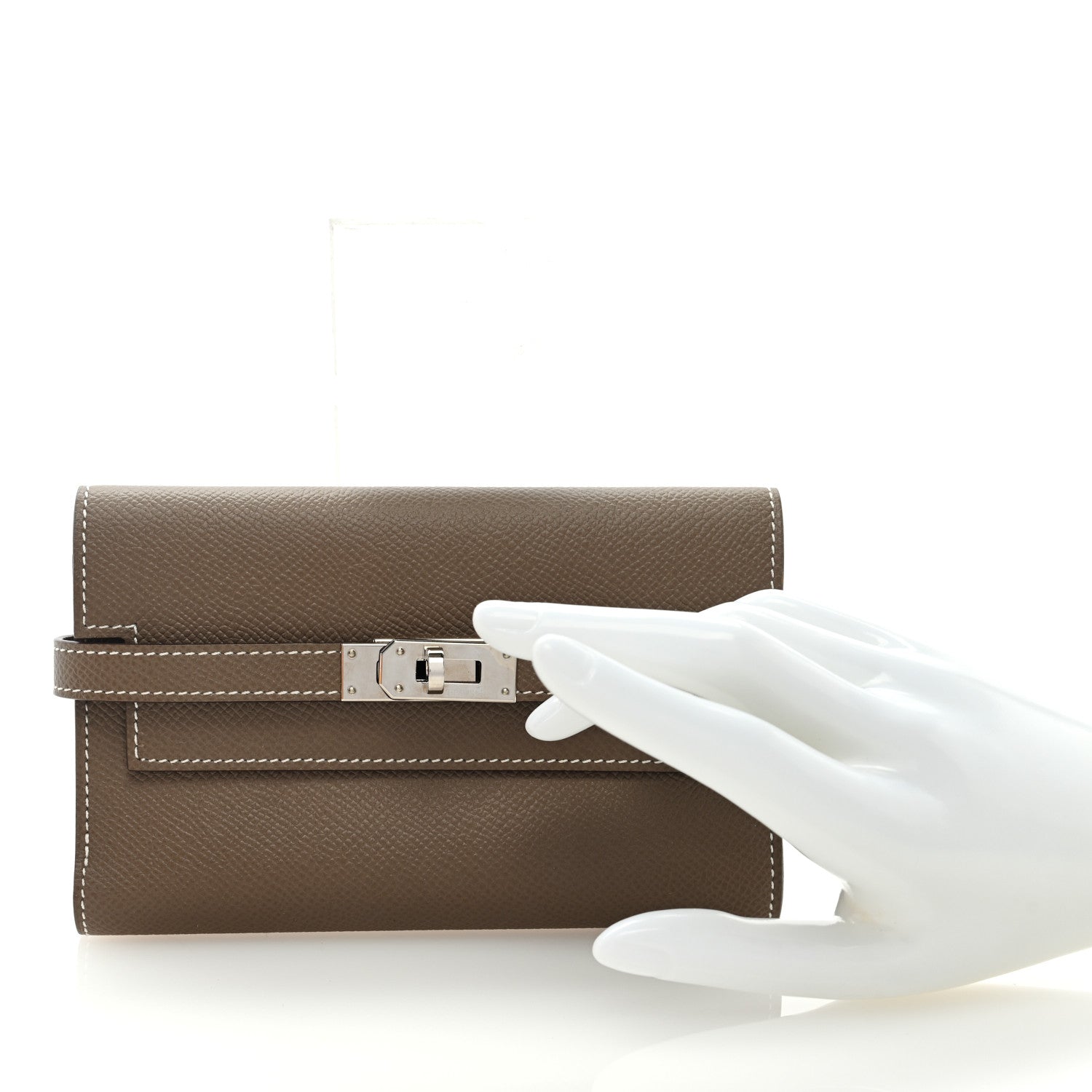 Hermes Epsom Medium Kelly Wallet Etoupe 2 of 6
