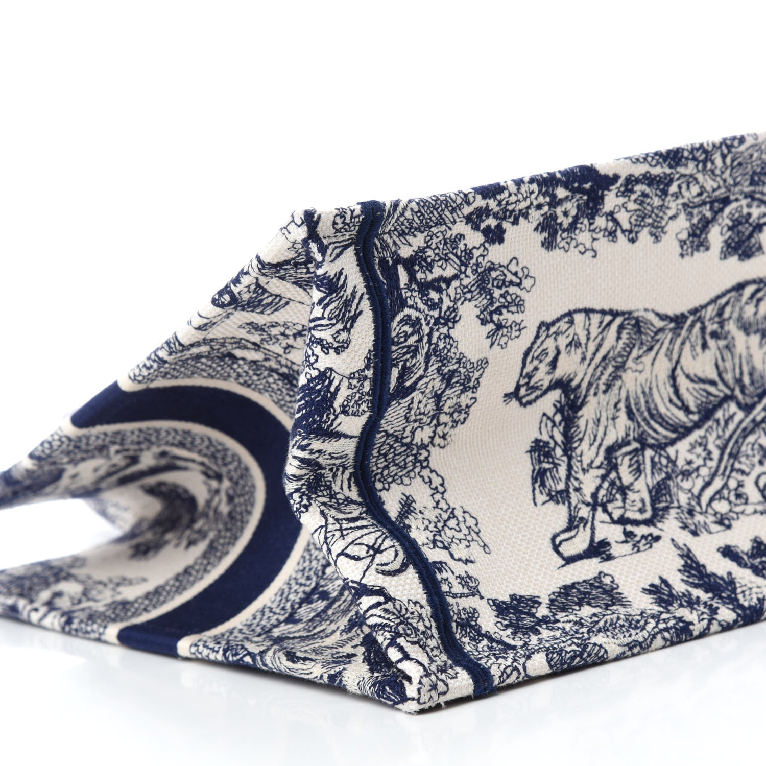 Christian Dior Canvas Embroidered Medium Dioriviera Toile De Jouy Book Tote Blue 6 of 10