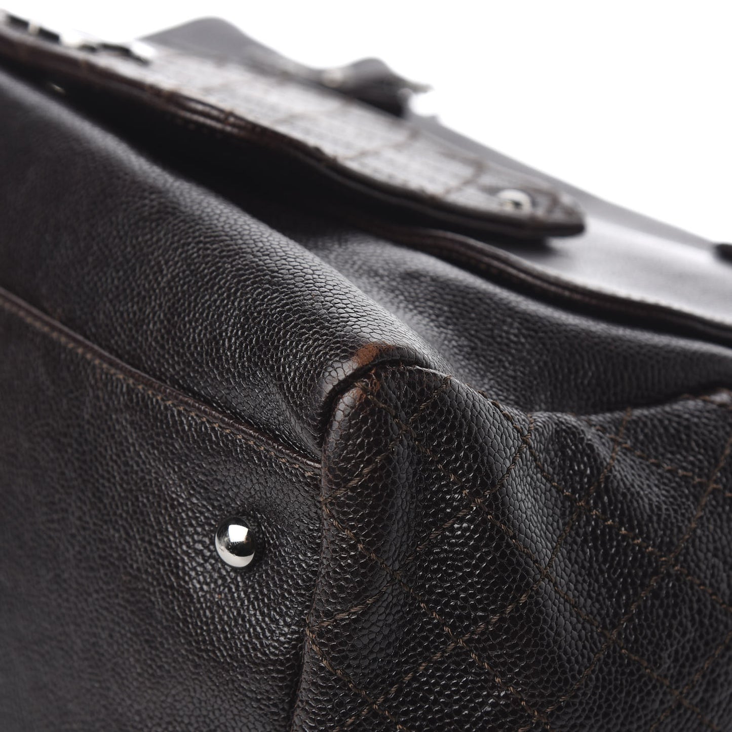 Glazed Caviar Pocket In The City Tote Brown