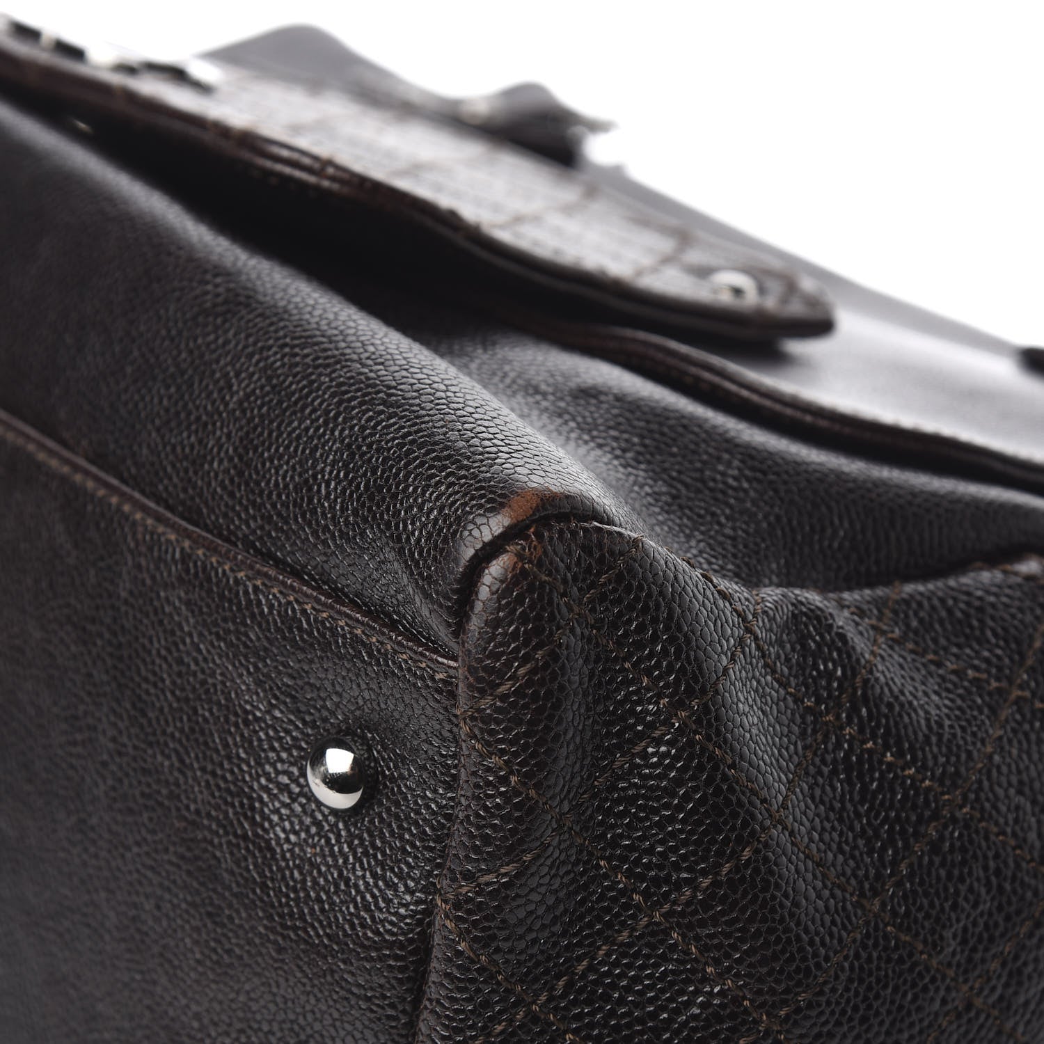 Chanel Glazed Caviar Pocket In The City Tote Brown 9 of 12