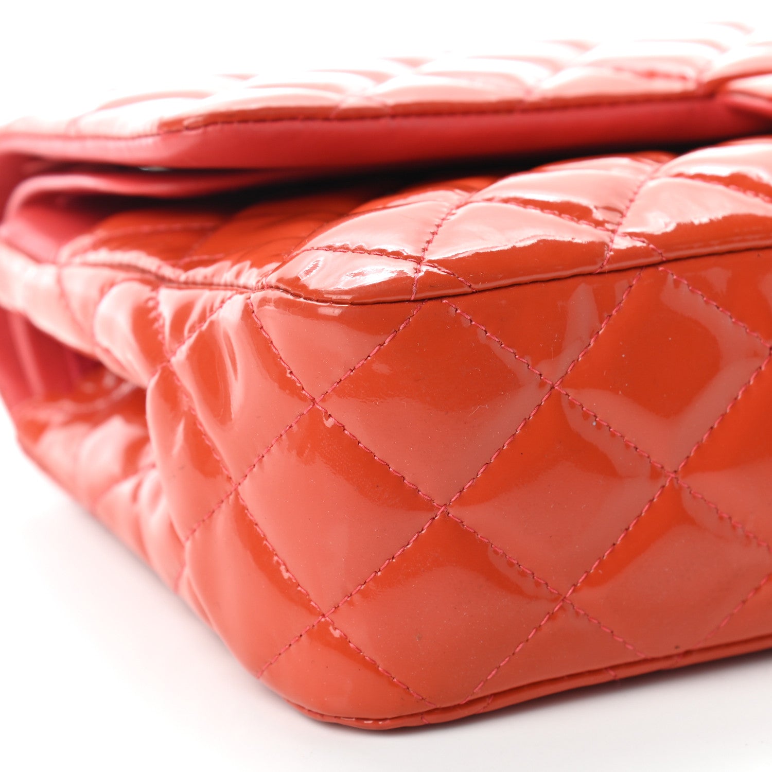 Chanel Patent Quilted Medium Double Flap Orange 7 of 11