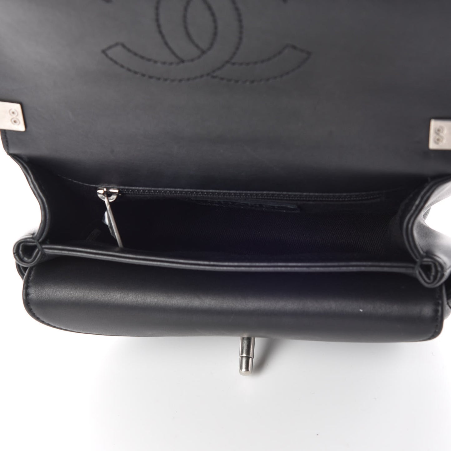 Calfskin Coco Eyelets Small Flap Bag Black