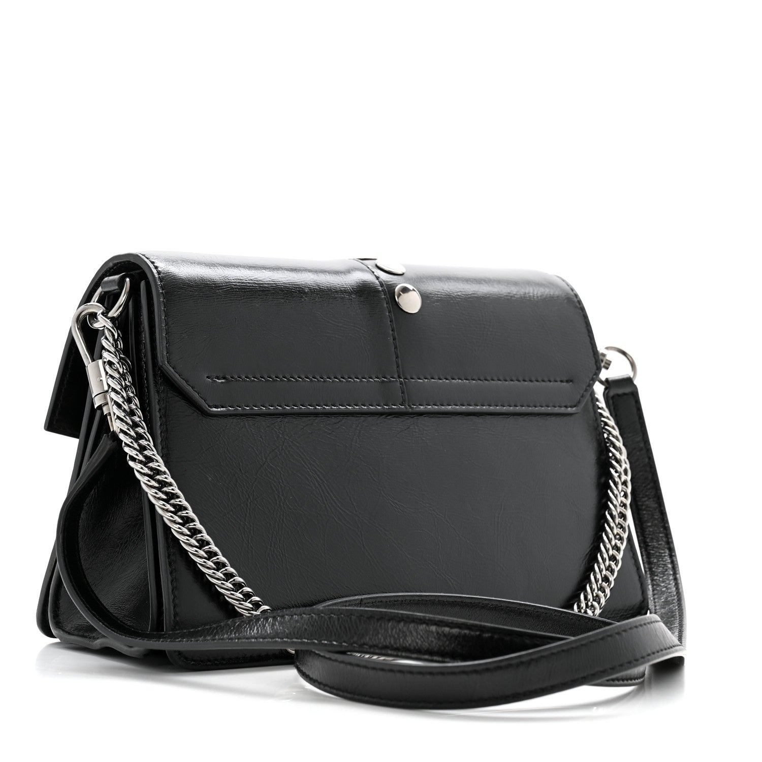 Givenchy Studded Crinkled Patent Goatskin Small GV3 Shoulder Bag Black 3 of 15