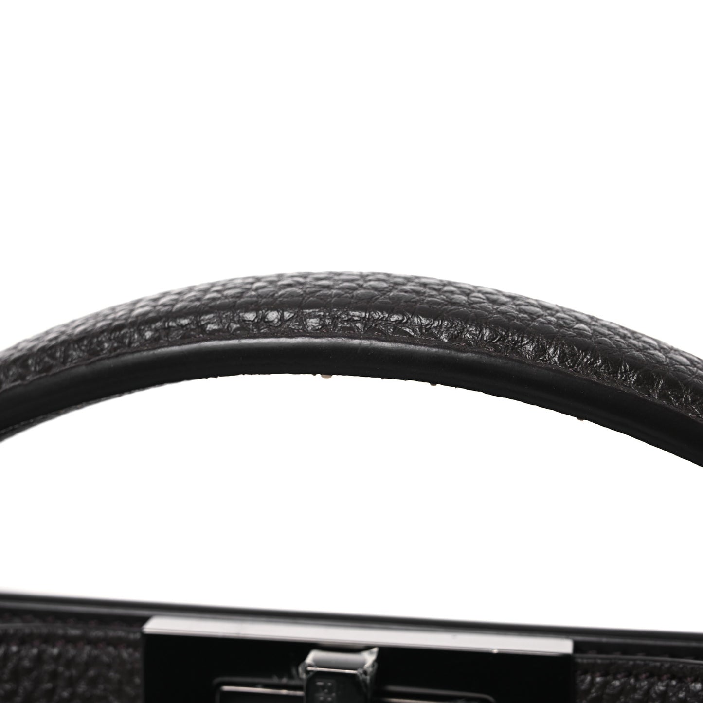 Cuoio Romano Vitello Cover Glazed Fabric Bi-Color FF 1974 Medium Peekaboo I SEE U Satchel Dark Brown