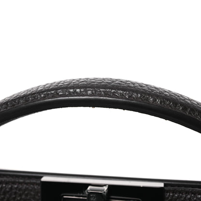 Fendi Cuoio Romano Vitello Cover Glazed Fabric Bi-Color FF 1974 Medium Peekaboo I SEE U Satchel Dark Brown 14 of 16