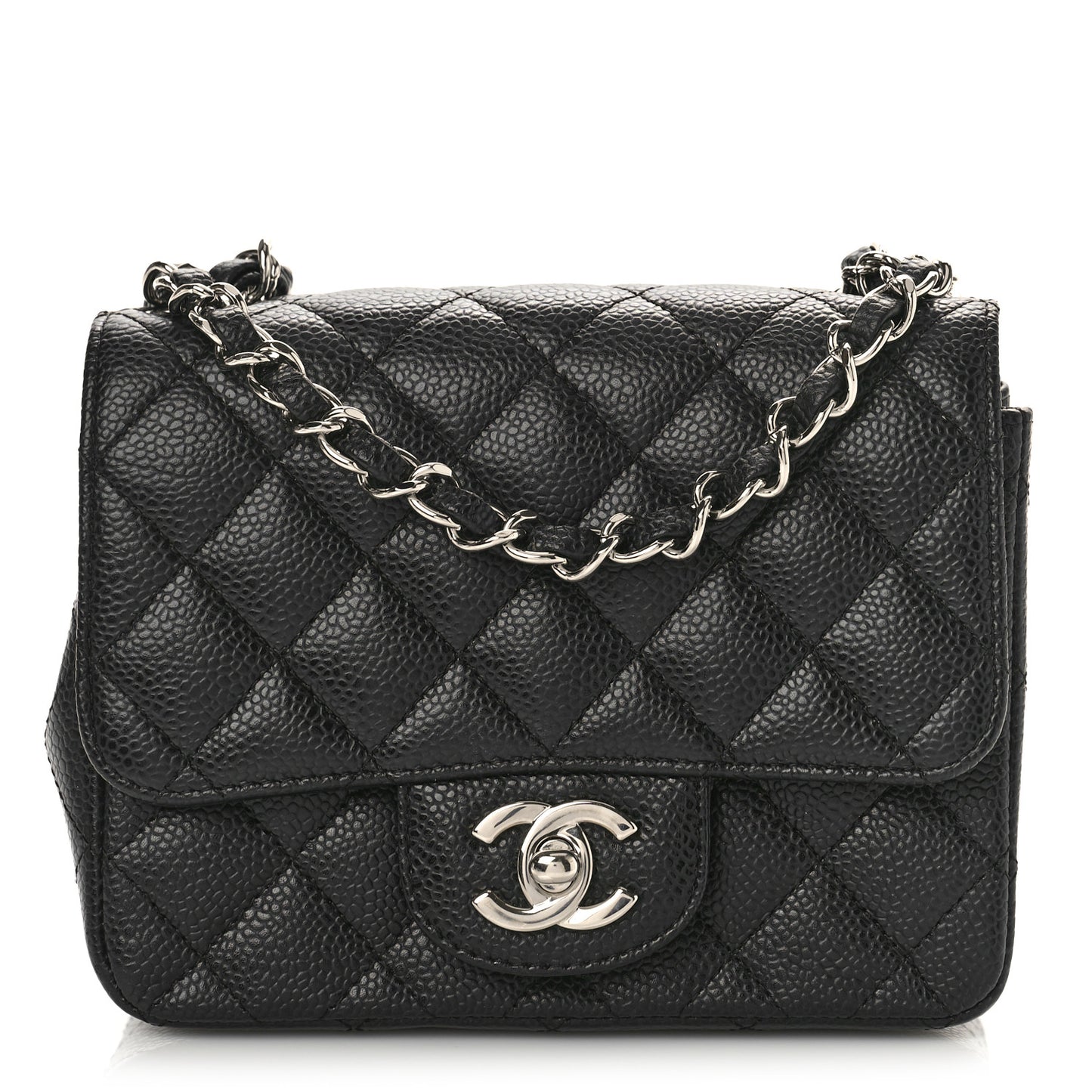Caviar Quilted Mini Square Flap Black