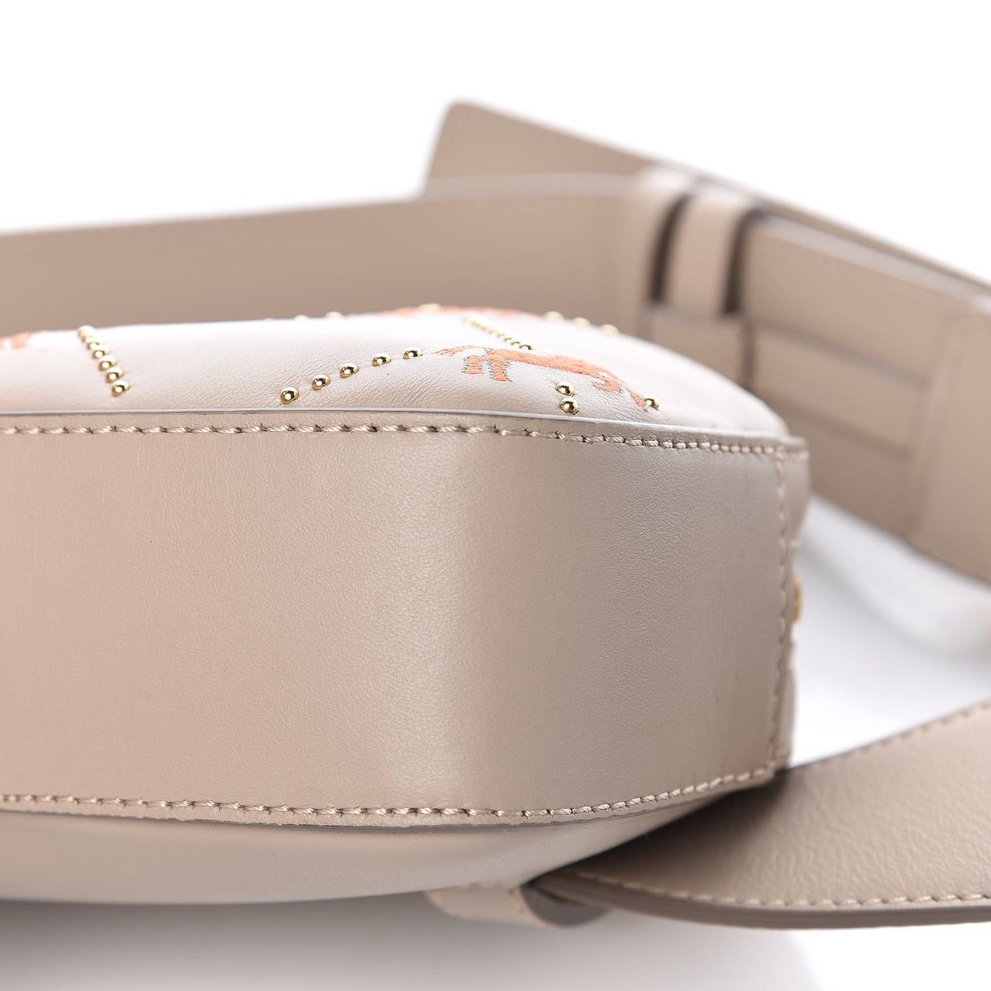 Smooth Calfskin Little Horses Embroidered Signature Belt Bag Pastel Grey