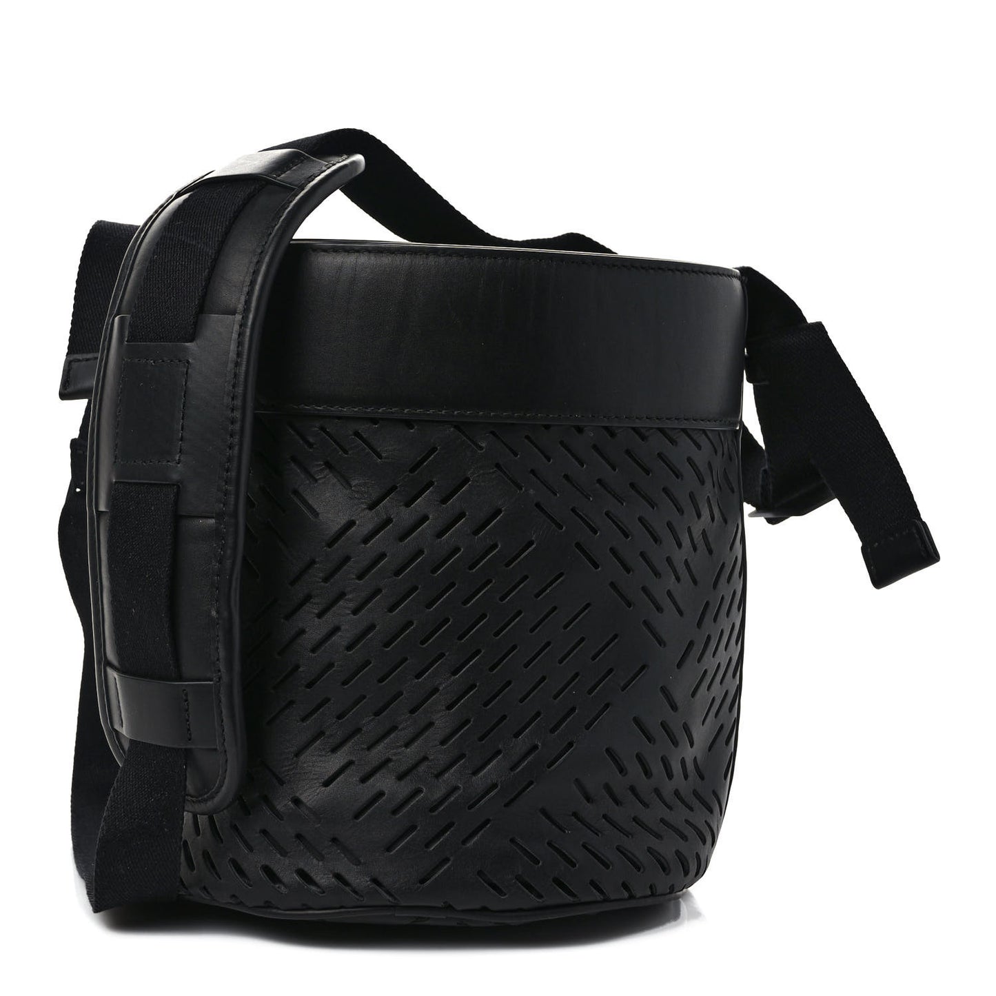 Perforated Calfskin Bucket Bag Black